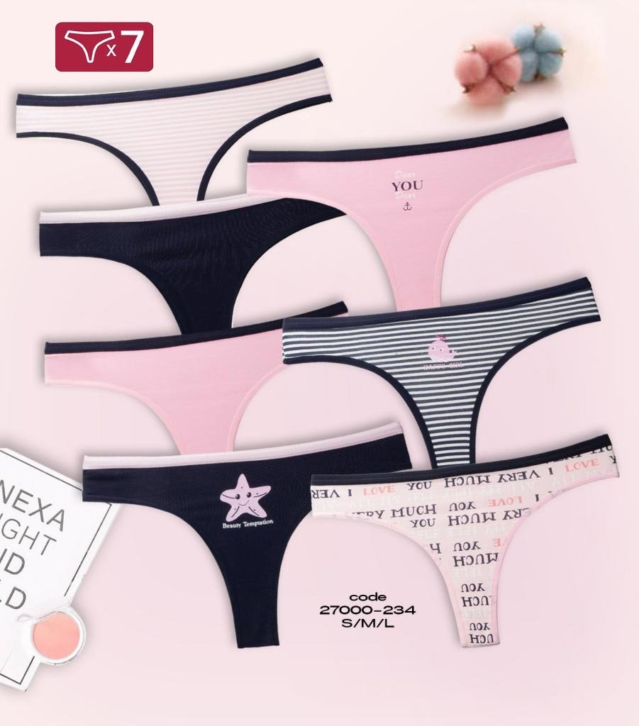 Women’s 7Pack Cotton Tanga Panties (3877 A88) TOP QATAR SHOP