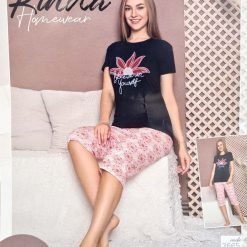 Womens Short Sleeve Pajama Set (T-3665-B36)