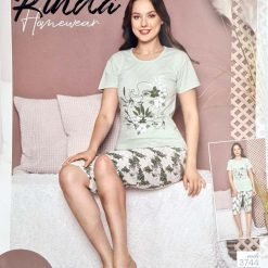 Womens Short Sleeve Pajama Set (T-3744-B09)