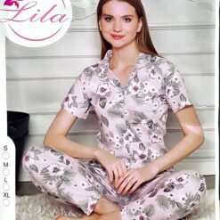 Womens Short Sleeve Pajama Set  (DVK-87-B119)